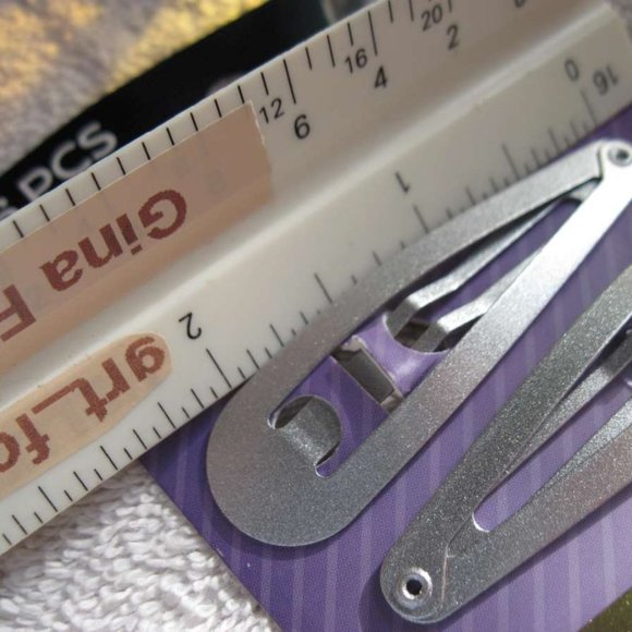 6 Goody Large Metallic Silver Gold Sparkly Black Metal Snap Hair Clips Contour - Picture 2 of 8